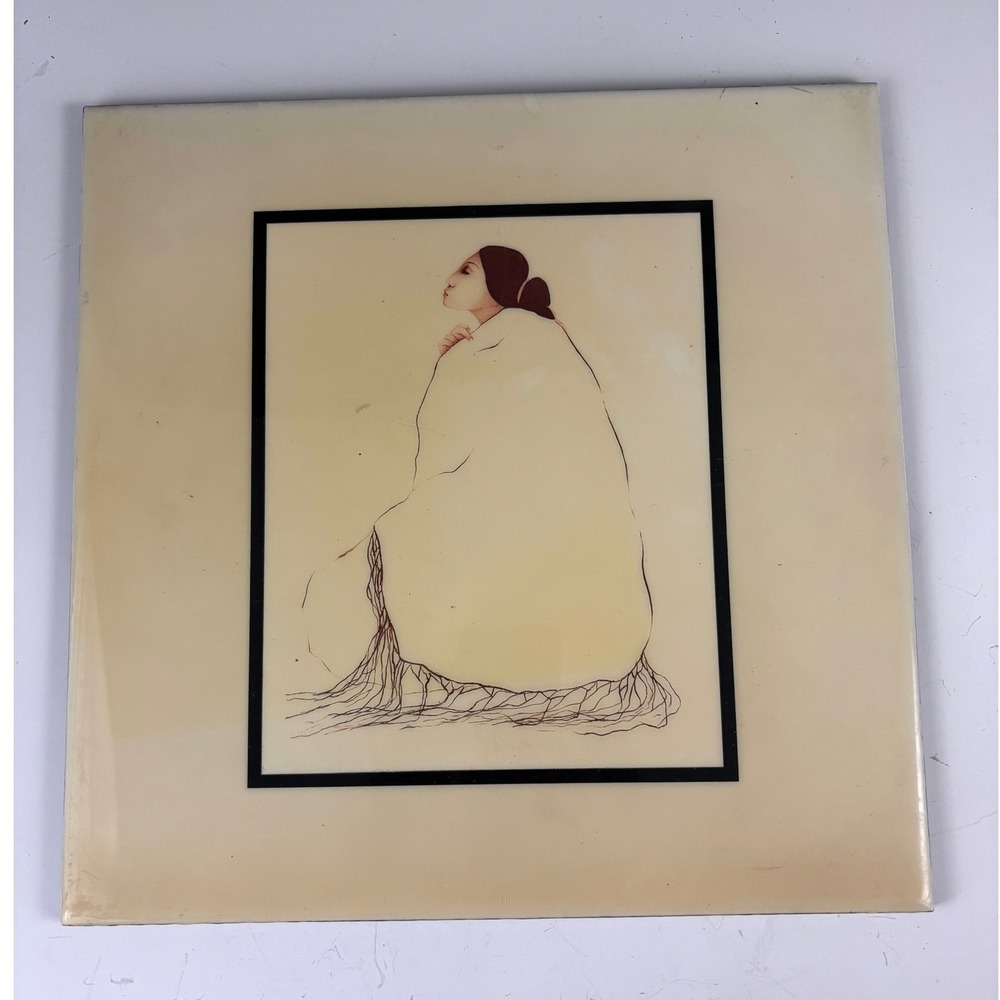 Vintage R.C. Gorman "Woman From Canyon De Chelly" Ceramic Art Tile 12x12